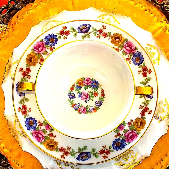 EUC- Theodore Haviland Limoges Double Handled Bouillon & Under Plate - Picture 6 of 12